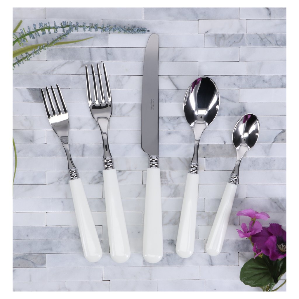 Capdeco Altea White Stainless Steel Flatware Set - 5 Piece French Dining Service