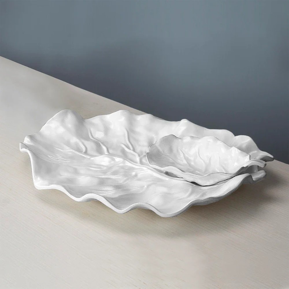 Beatriz Ball VIDA Lettuce Leaf white melamine chip dip close-up detachable dip bowl leaf detail