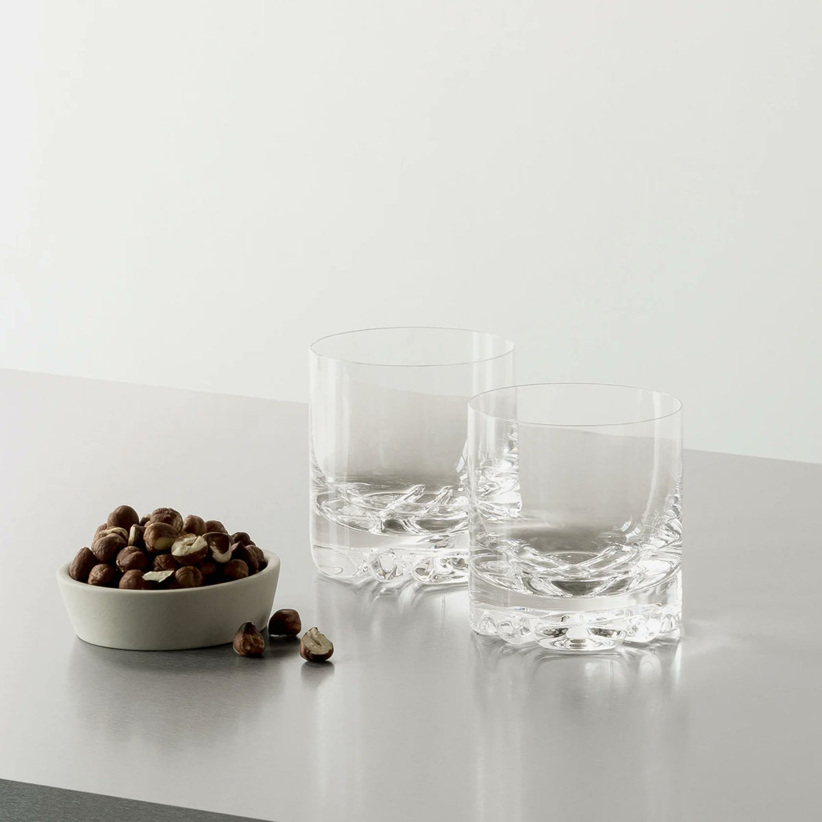 Orrefors Erik Double Old Fashioned Glasses size reference, 3.5 inches tall