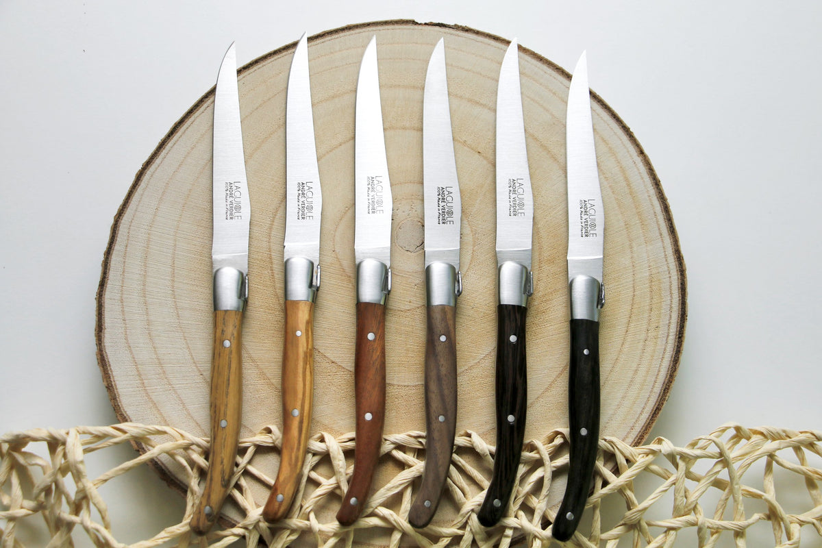 Andre Verdier Laguiole 'Essentiel' 6 Steak Knives | Assorted Wood Handles