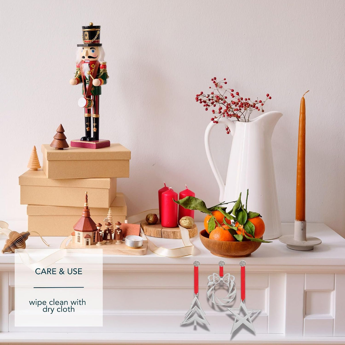 Nambé Mini Ornaments Set of 3 size reference, 3 inches high
