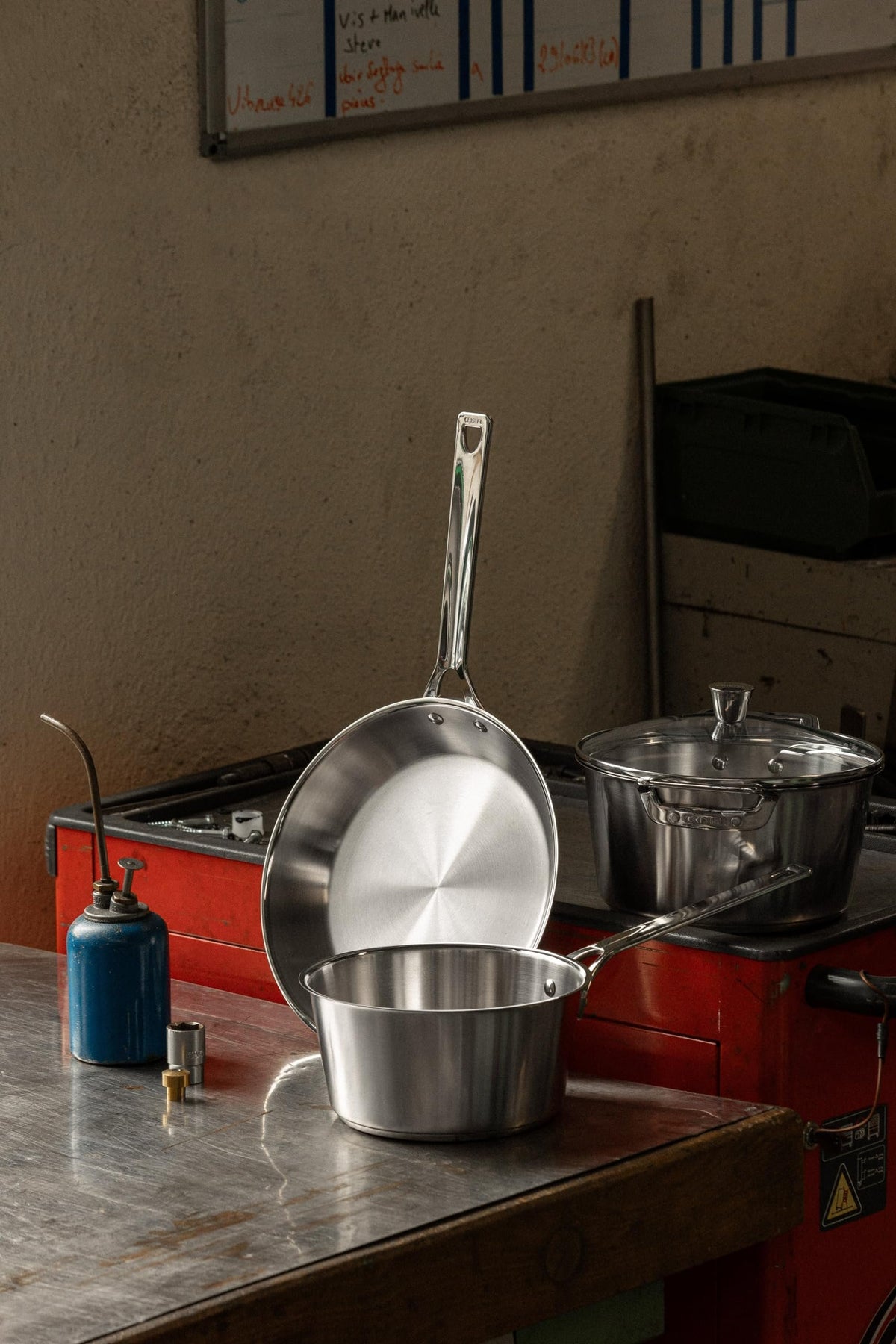 Cristel 1826 Collection 8-Piece Stainless Steel Set, Made in France, 18/10 Stainless Steel, 3-Ply Construction, Double Riveted Fixed Handle, Oven and Dishwasher Safe