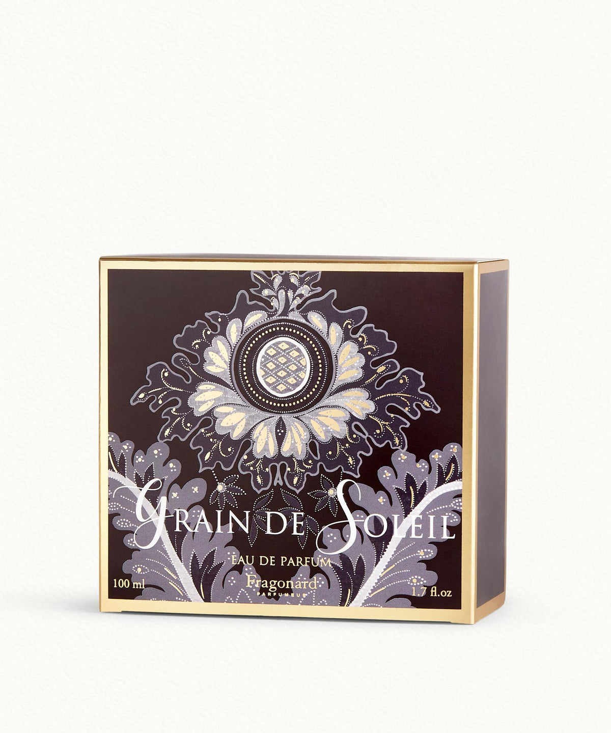 Fragonard Grain de Soleil 100ml Eau de Parfum flat lay jasmine rose vanilla incense