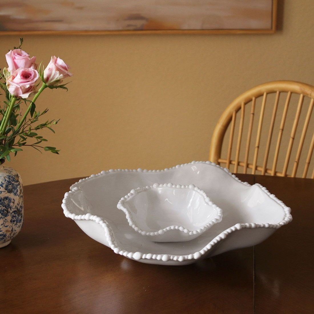 Beatriz Ball VIDA Alegria chip and dip white melamine 15" on white background
