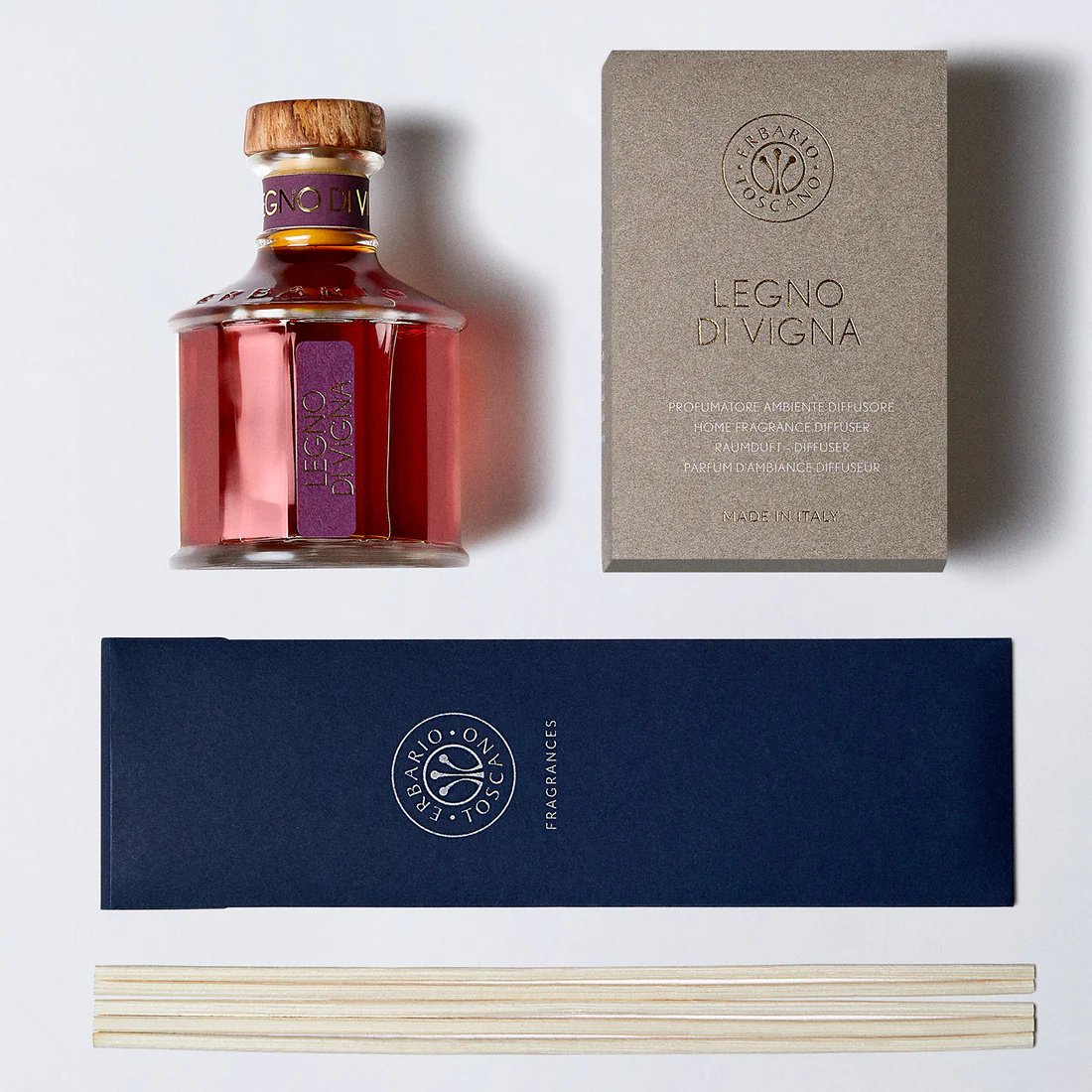Erbario Toscano, LEGNO DI VIGNA (Vineyard Woods) Luxury Home Fragrance Reed Diffuser 500 ml