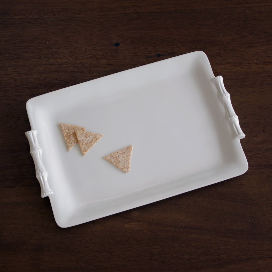 Beatriz Ball VIDA Bamboo Medium Rectangular Tray (White) 14.25"L
