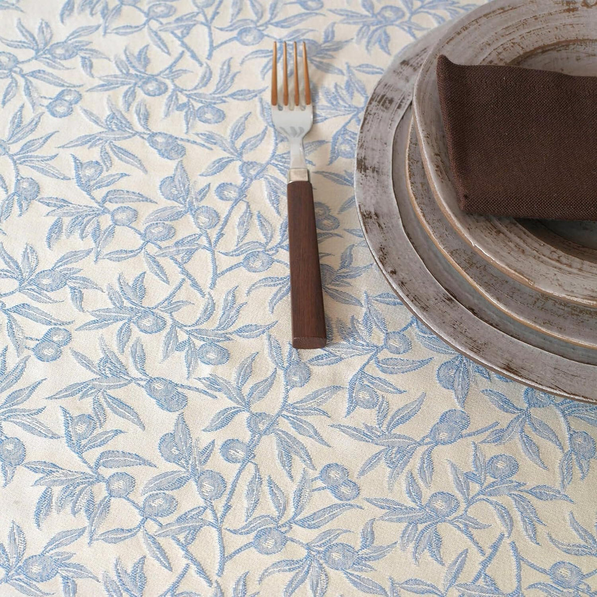 Busatti Olivo Blue Kitchen Towel | Italian Cotton