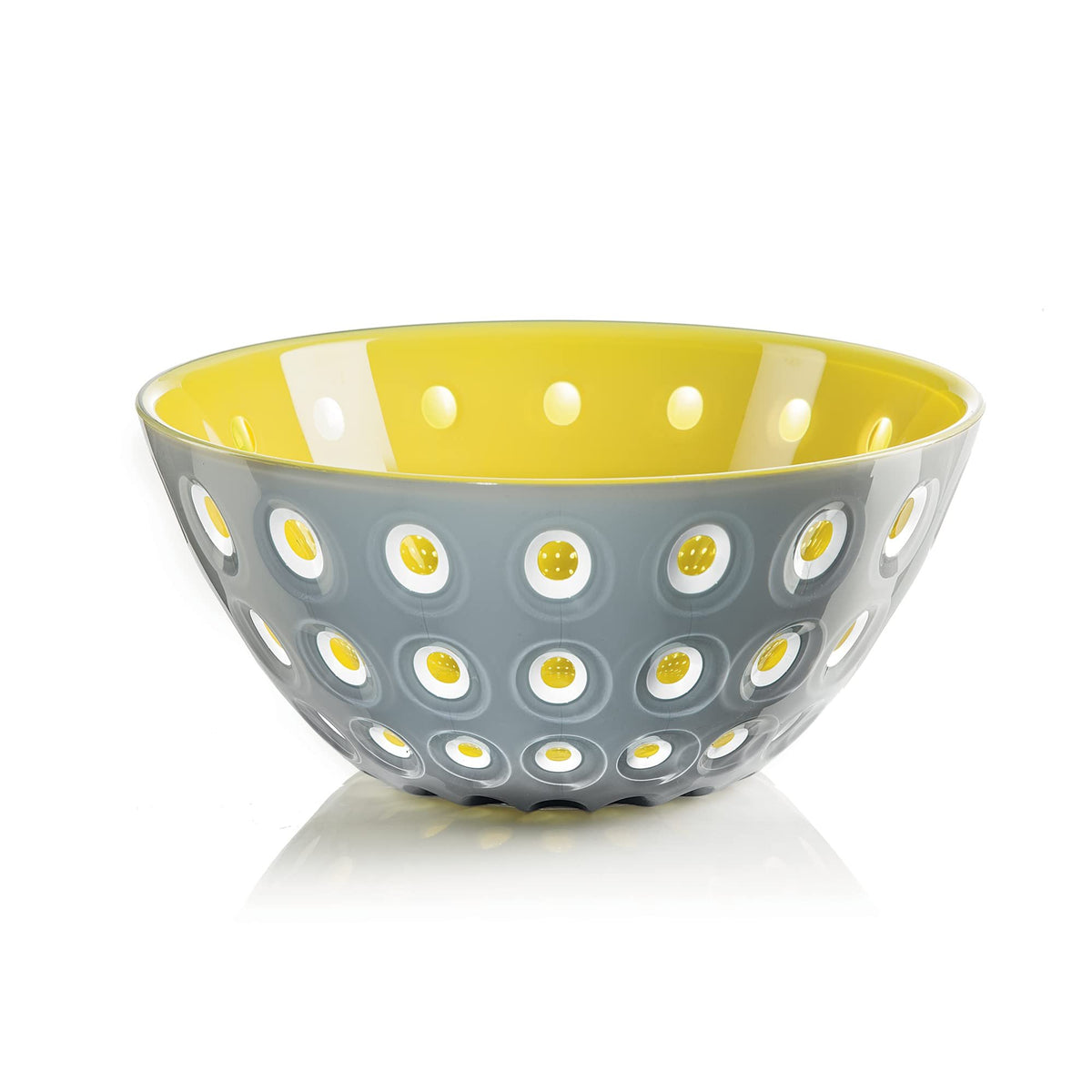 Guzzini Le Murrine Bowl Grey & Yellow 3-Color Technology 7.9"  | Chip Resistant & Unbreakable, Reusable, BPA-Free | Cereal, Soup, Fruits - Mixing Bowl for Kitchen Ingredients