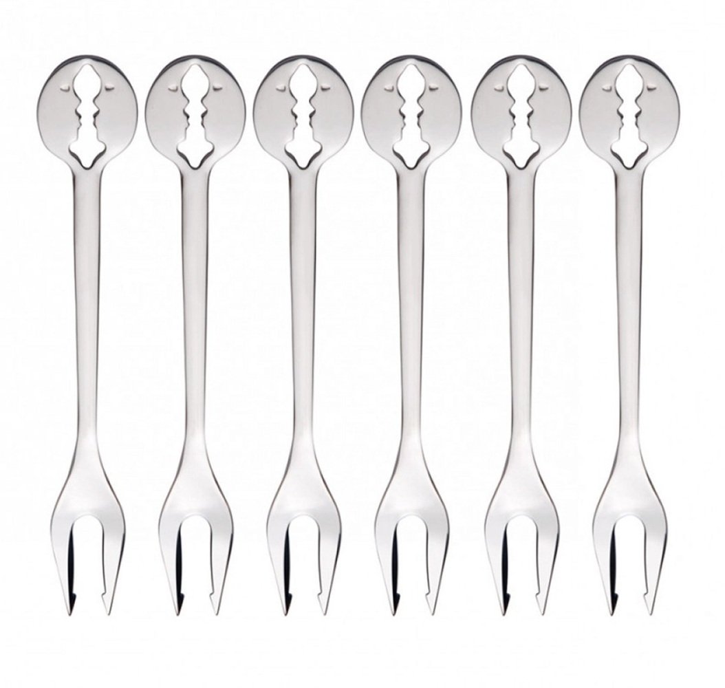 Bugatti Kiss Cocktail Forks 6-Set S/Steel 5"L