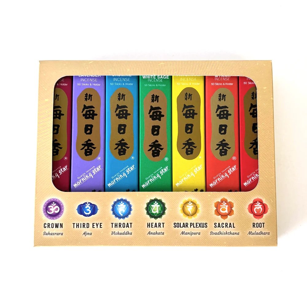 Morning Star Incense Seven Chakras Assortment of 7 Fragrances 50-Sticks Each