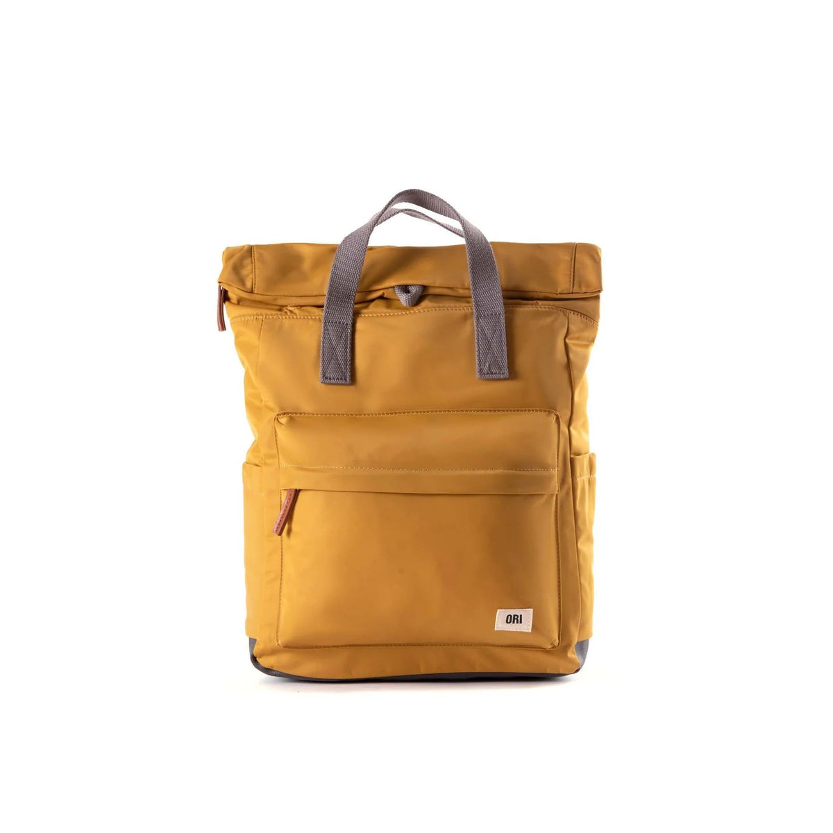 ORI London Canfield B medium roll-top backpack in Corn Yellow, front view