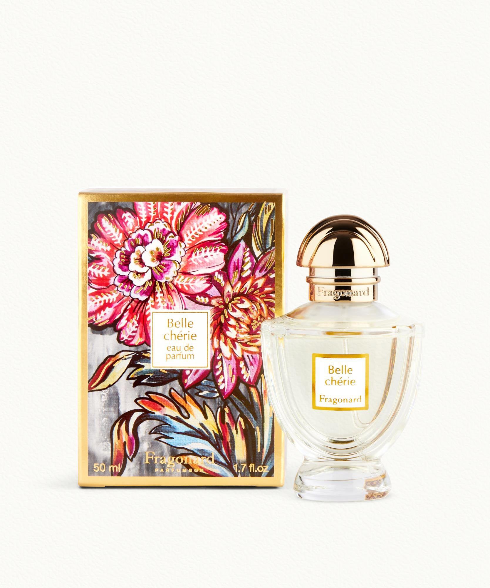Fragonard Belle Cherie Eau de Parfum 50ml prestige glass bottle with illustrated floral gift box