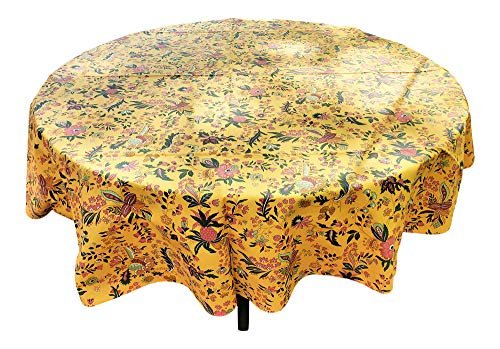 Le Cluny French Provence Tablecloth 70" Round Coated Cotton Easy Care  Versailles Yellow