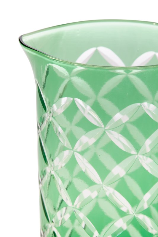 PolsPotten Cuttings Glass Pitcher for Cold Beverages | Green Glass