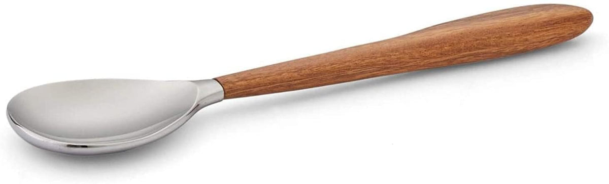 Nambé Curvo Serving Spoon | Stainless Steel & Acacia Wood | 13"L