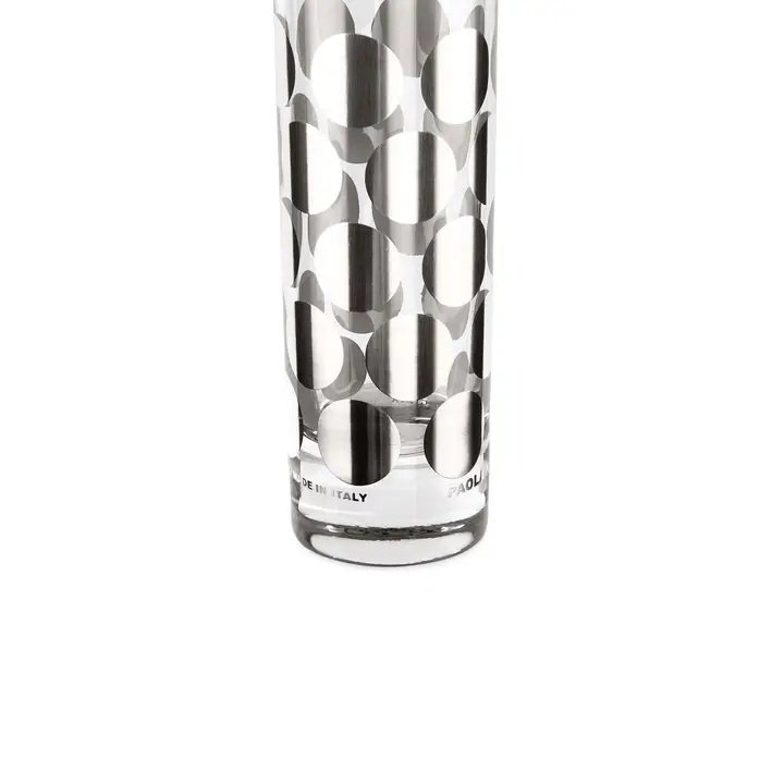 Egizia, Shot Glasses "Punto-Argento" Set-6 Decorated Hand Made Silk-Screen Silver