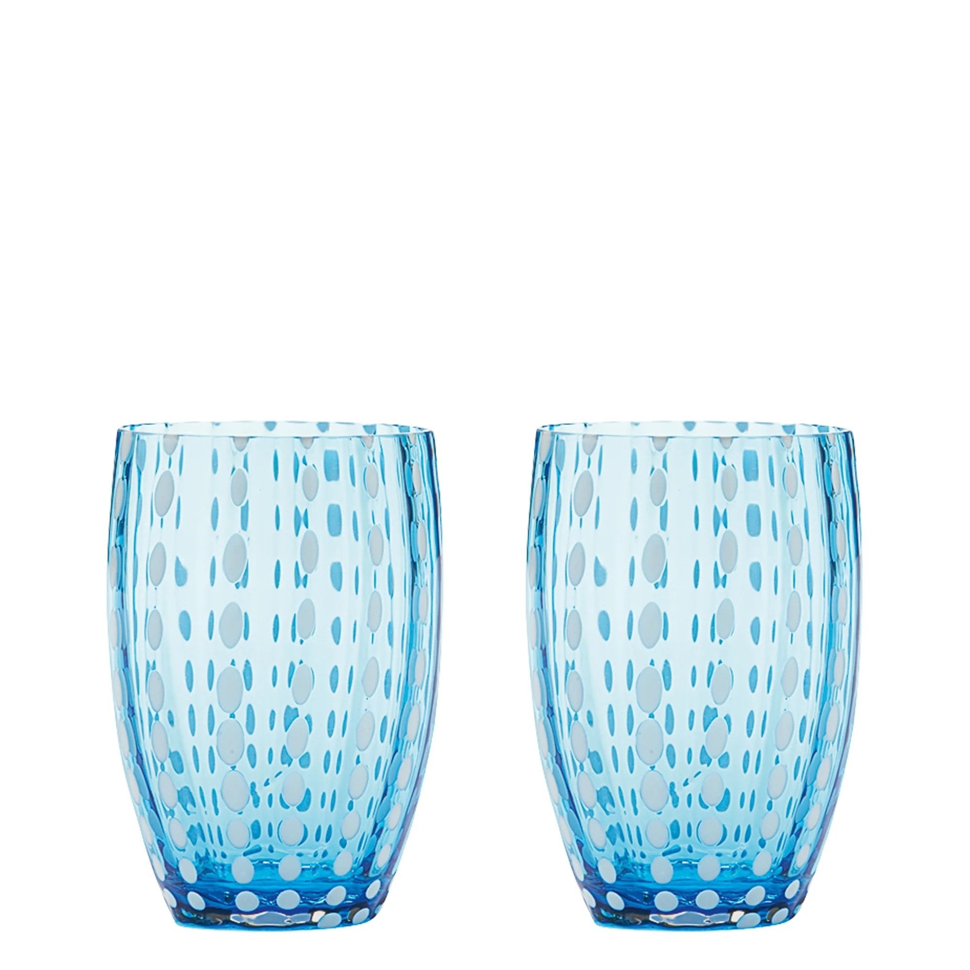 Zafferano Perle Glass Tumblers (10.8oz) | Set of 2 aquamarine