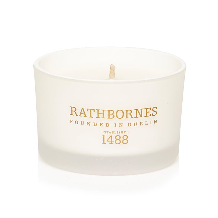 Hand-poured Rathbornes citrus woody candle made in Dublin