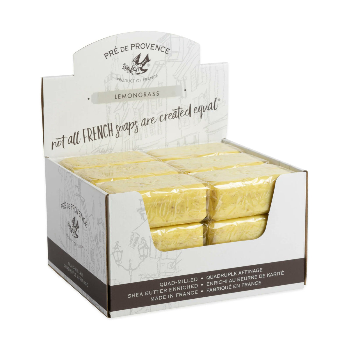 Pre de Provence Lemongrass Soap Bar counter display box, pack of 12