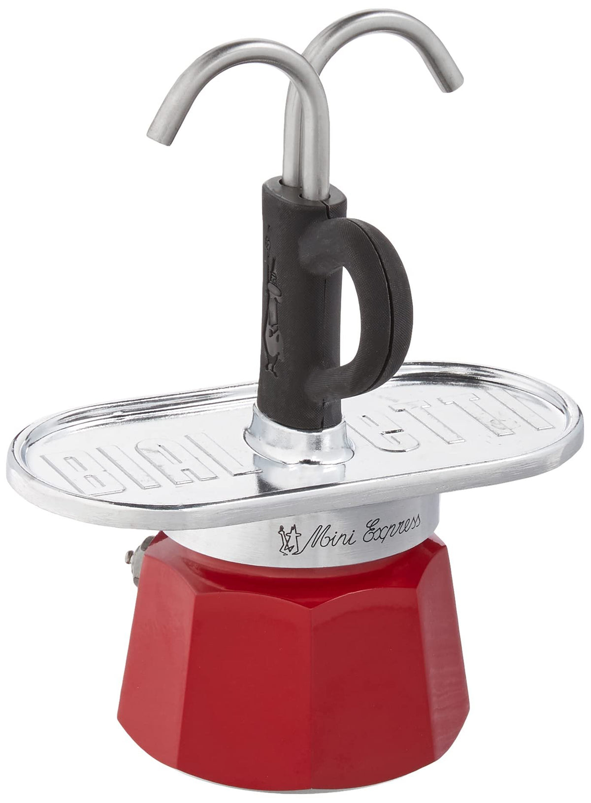 Bialetti Mini Express Magritte Moka Set – 2 Cups + 2 Shot Glasses (Red)