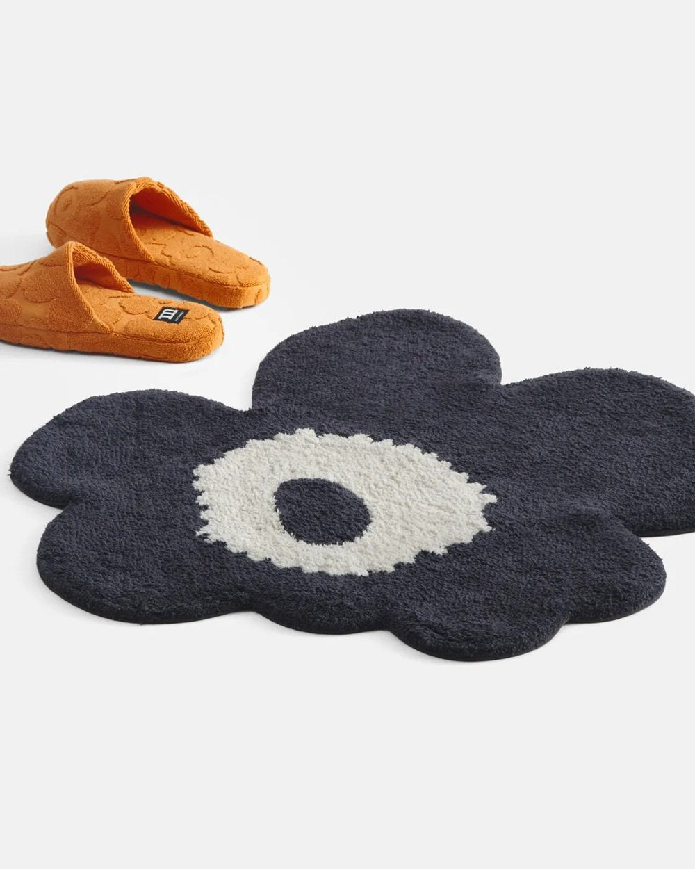 Marimekko Unikko Charcoal / Off White Bath Mat Cotton