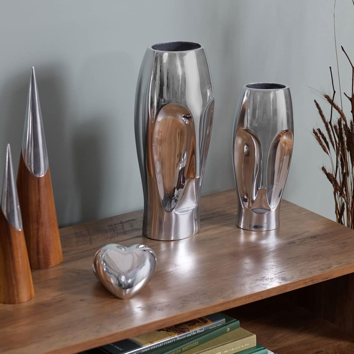 Nambe Face Vase | Flower Vase 10in, Silver, Metal Alloy | Flower Vase for Living Room, Dining Room, Tabletop Centerpiece