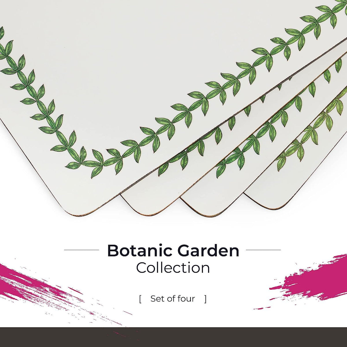 Pimpernel Botanic Garden Collection Placemats | Set of 4 | Heat Resistant Mats | Cork-Backed Board | Hard Placemat Set for Dining Table | Measures 15.7” x 11.7”