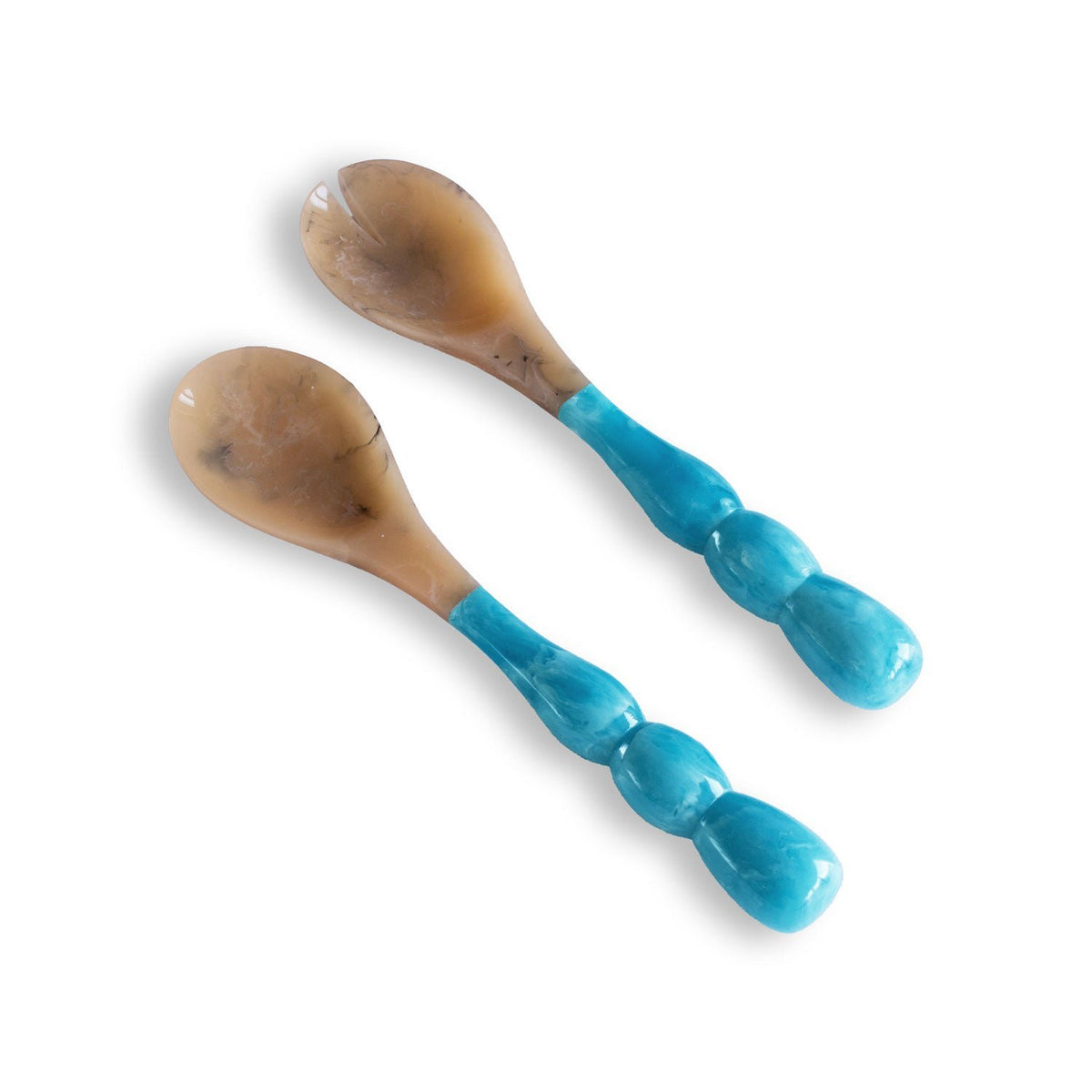 Beatriz Ball Resin Rio Bubble Turquoise Salad Servers (12.5 inch)