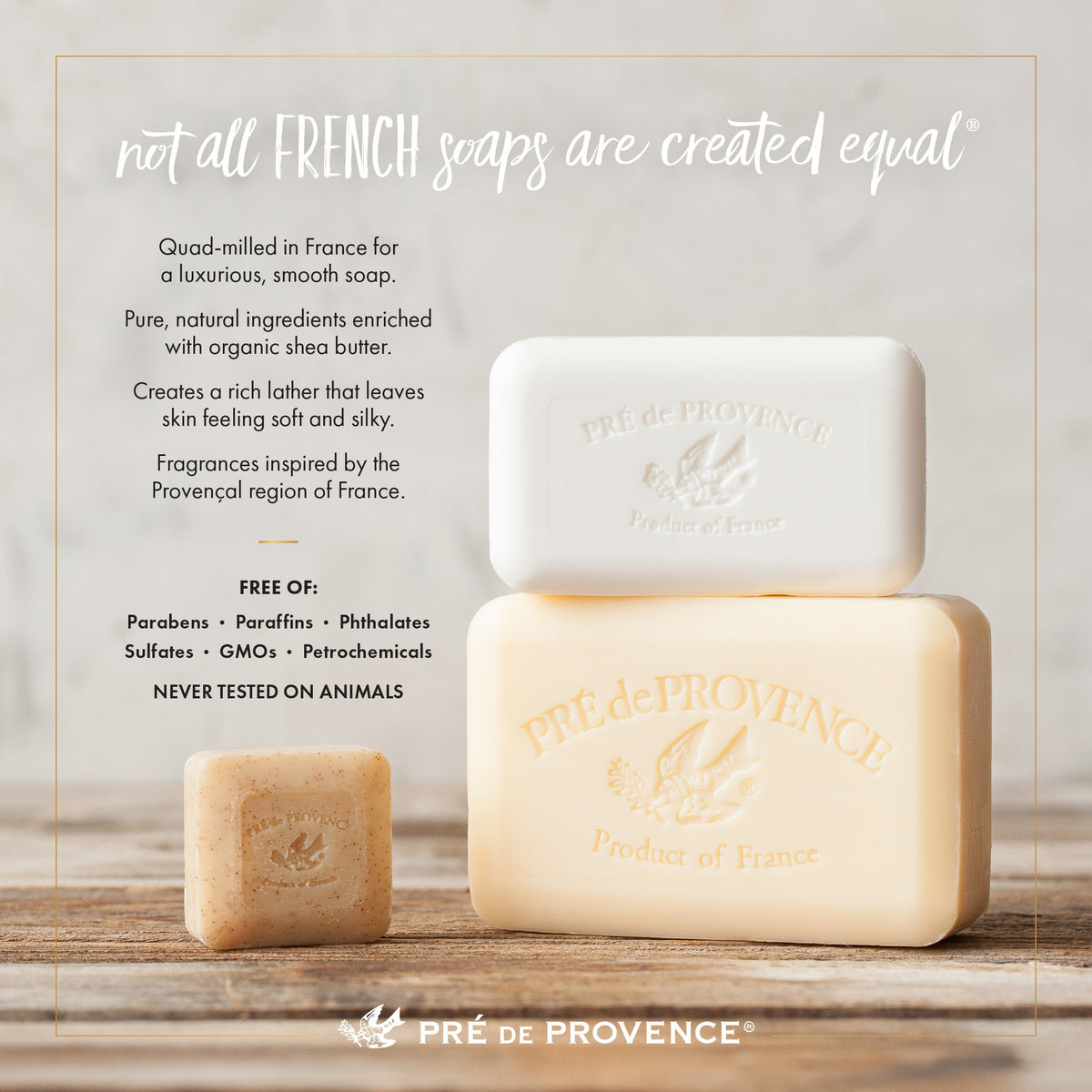 Pre de Provence Rose Petal Soap Bar Quad-Milled Shea Butter