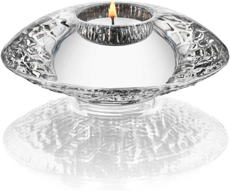 Orrefors Discus Clear Votive Candle Holder