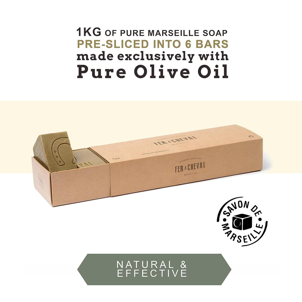 Savon De Marseille Olive Oil Soap Bar Sliced Cubes | Pure Olive (Multi-Purpose Marseille Soap)