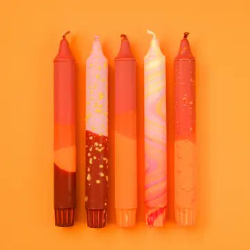 Nordtrice Autumn Orange Taper Candles – 5 Pack | Handmade Natural Wax