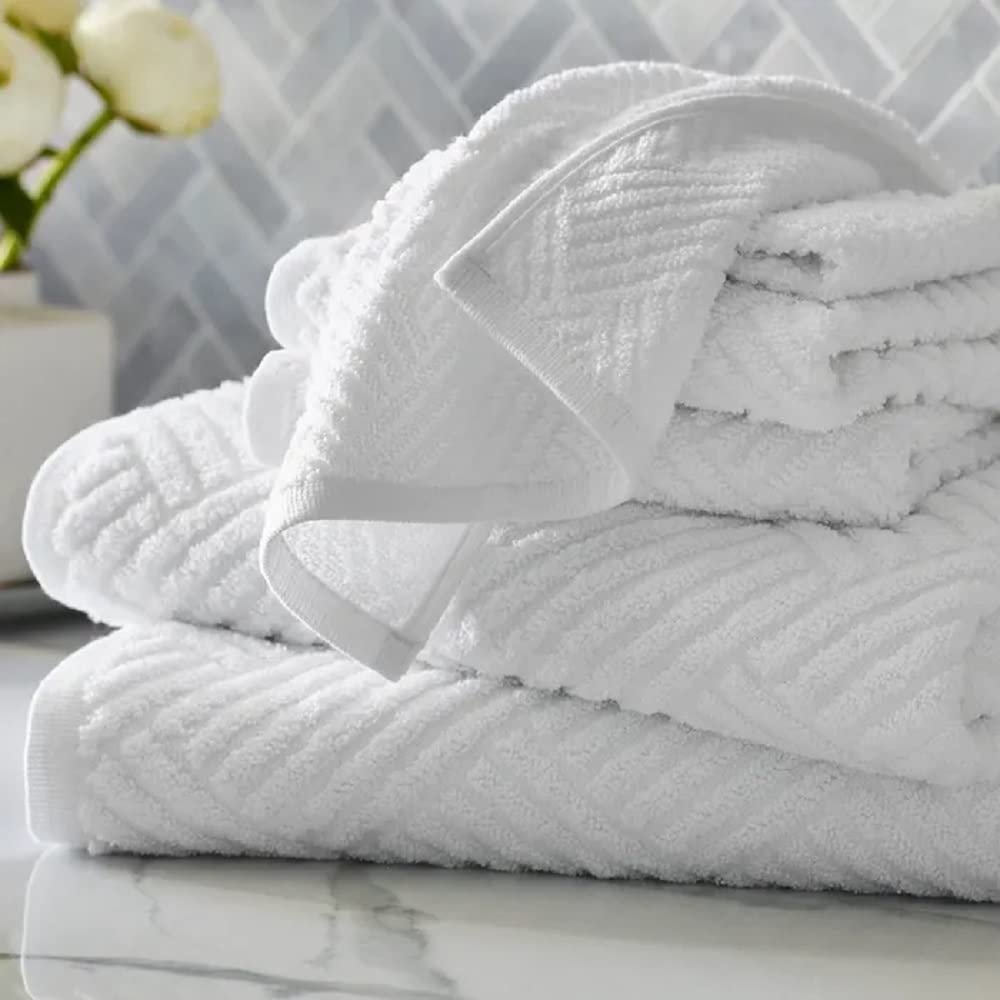Garnier Thiebaut Bath Towel White 6-Piece Set Cotton Bombacio Linens Collection