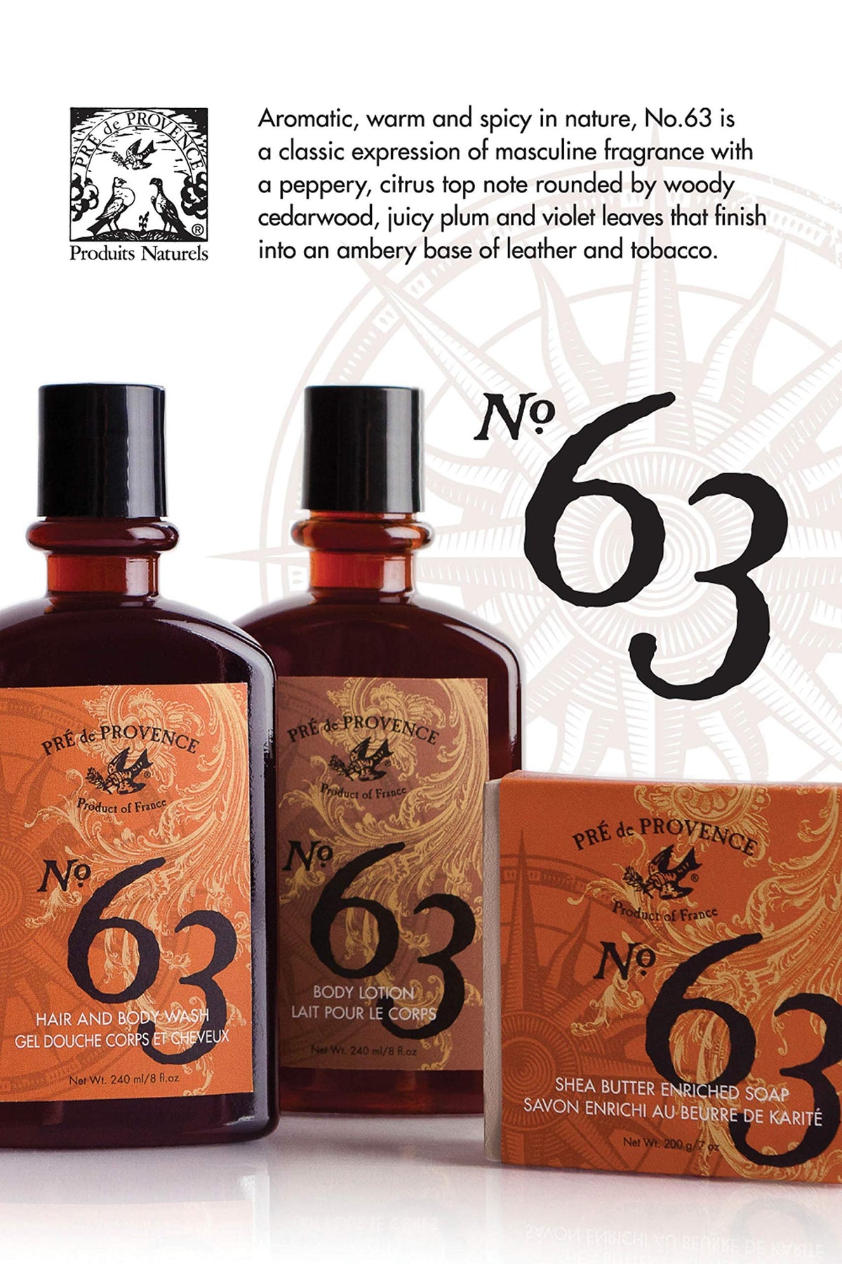 Pre de Provence No.63 Men's Collection, Shower Gel