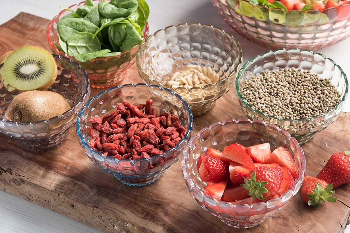 Guzzini, Tiffany Bowls Colors Set-6 Multicolor Ice-cream Fruit Dessert Serving