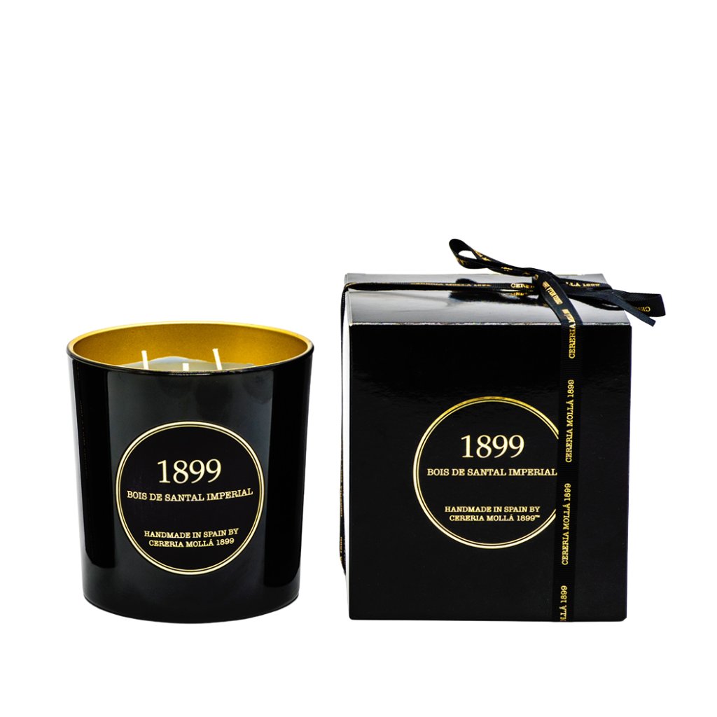 Cereria Molla Candle |  Bois de Santal Imperial Gold Edition 3-Wick XL Luxury Candle (21oz) Fragrances of Vanilla, Patchouli & Musk