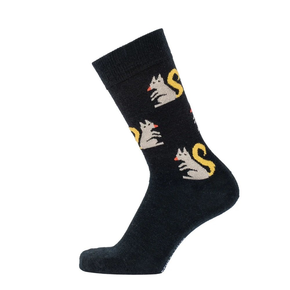 Bengt & Lotta Merino Wool Black Socks "Squirrel" | Large