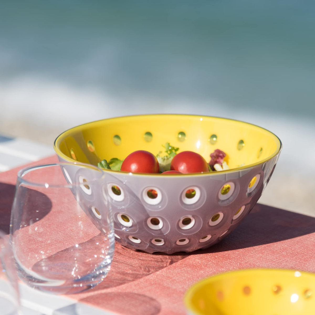 Guzzini Le Murrine Bowl Grey & Yellow 3-Color Technology 7.9"  | Chip Resistant & Unbreakable, Reusable, BPA-Free | Cereal, Soup, Fruits - Mixing Bowl for Kitchen Ingredients