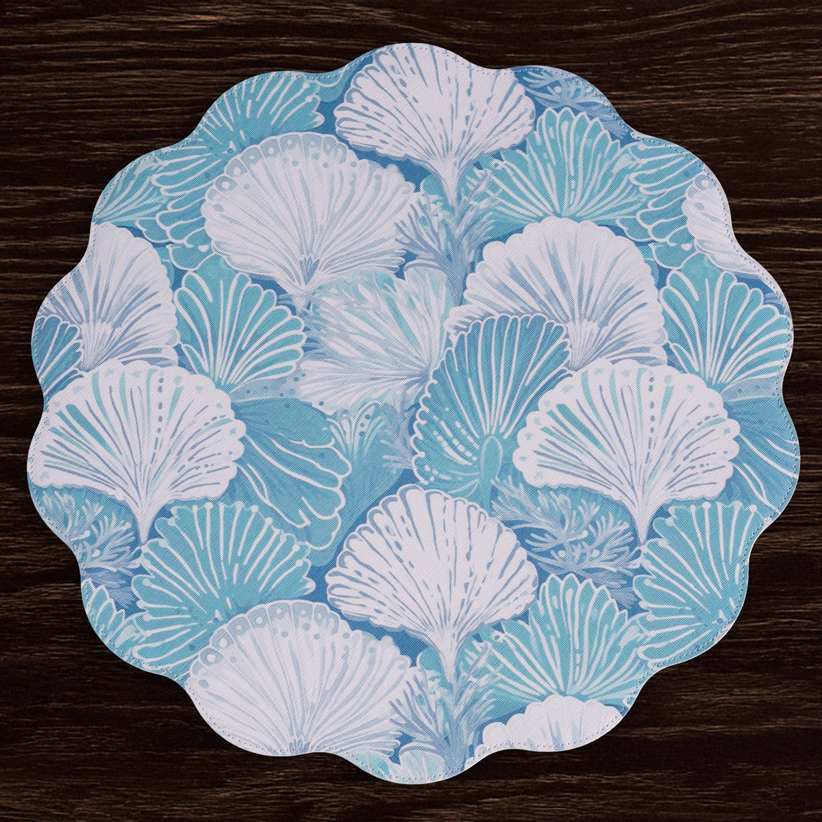VIDA Shells & Scallops Round Placemats Reversible | Set of 4