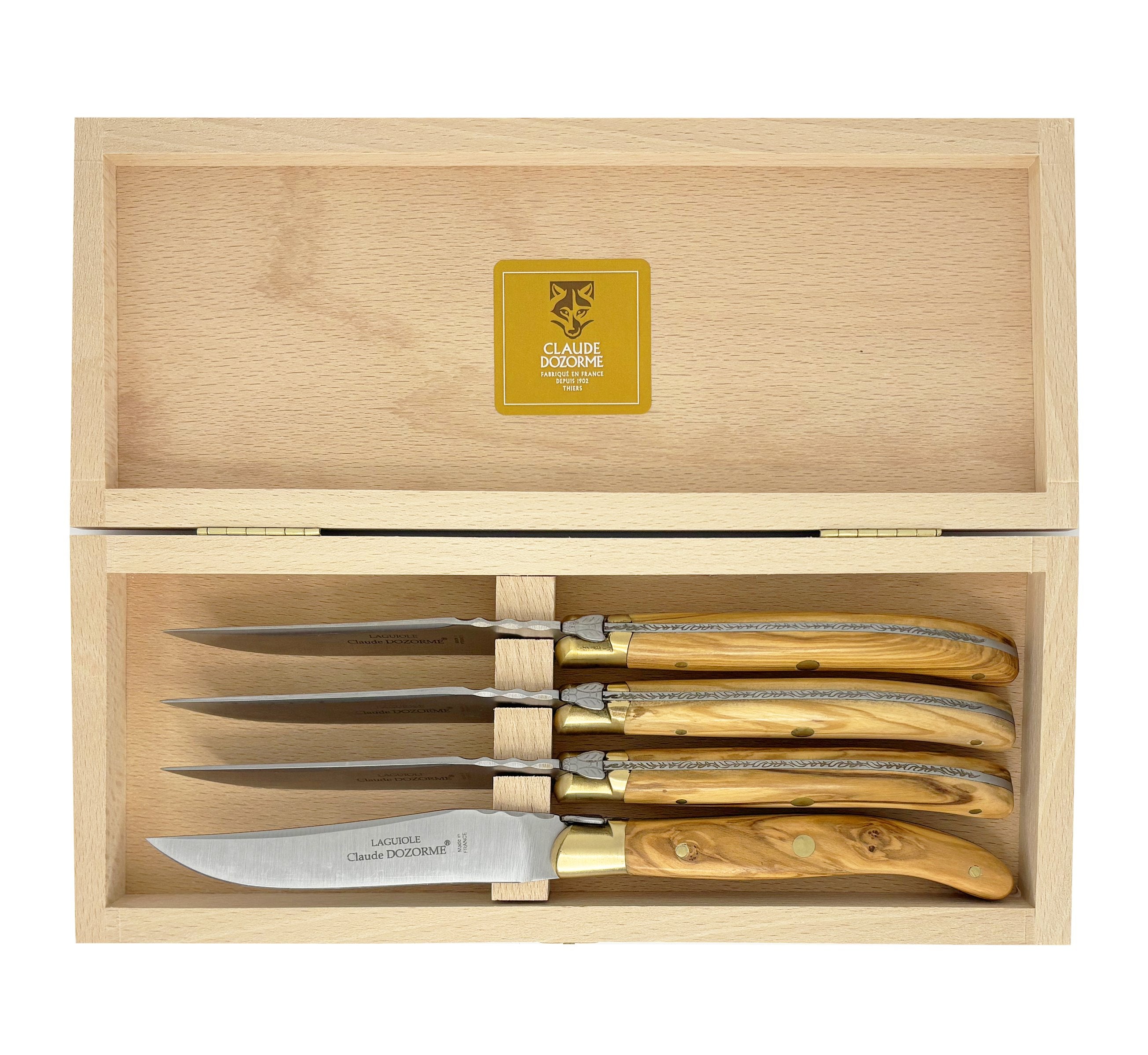 Laguiole Bee Steak Knives Set of 4 | OliveWood Handle