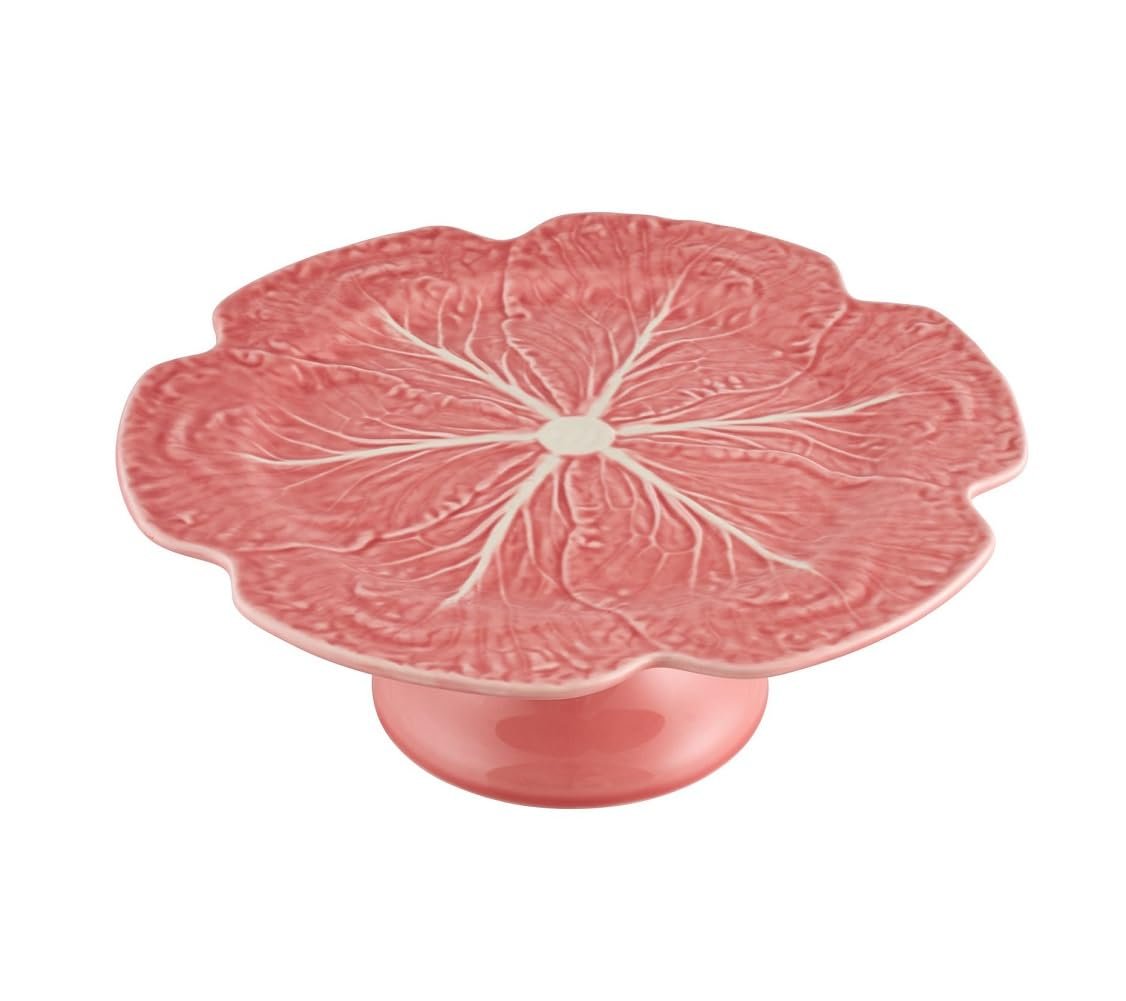 Bordallo Pinheiro Cabbage Pink Cake Stand Portugues made