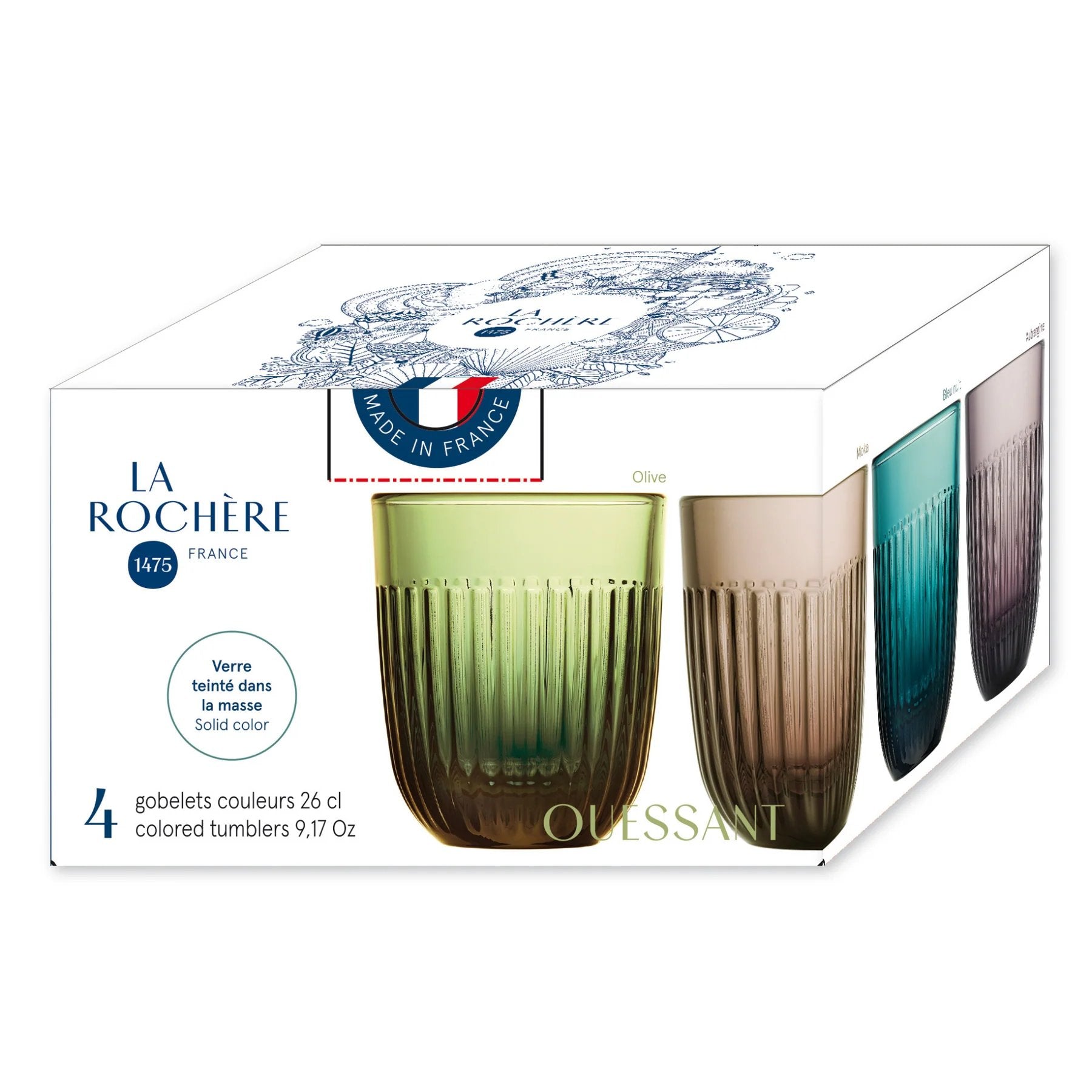 La Rochère Ouessant Multicolor Tumblers 10 fl oz (Set of 4)