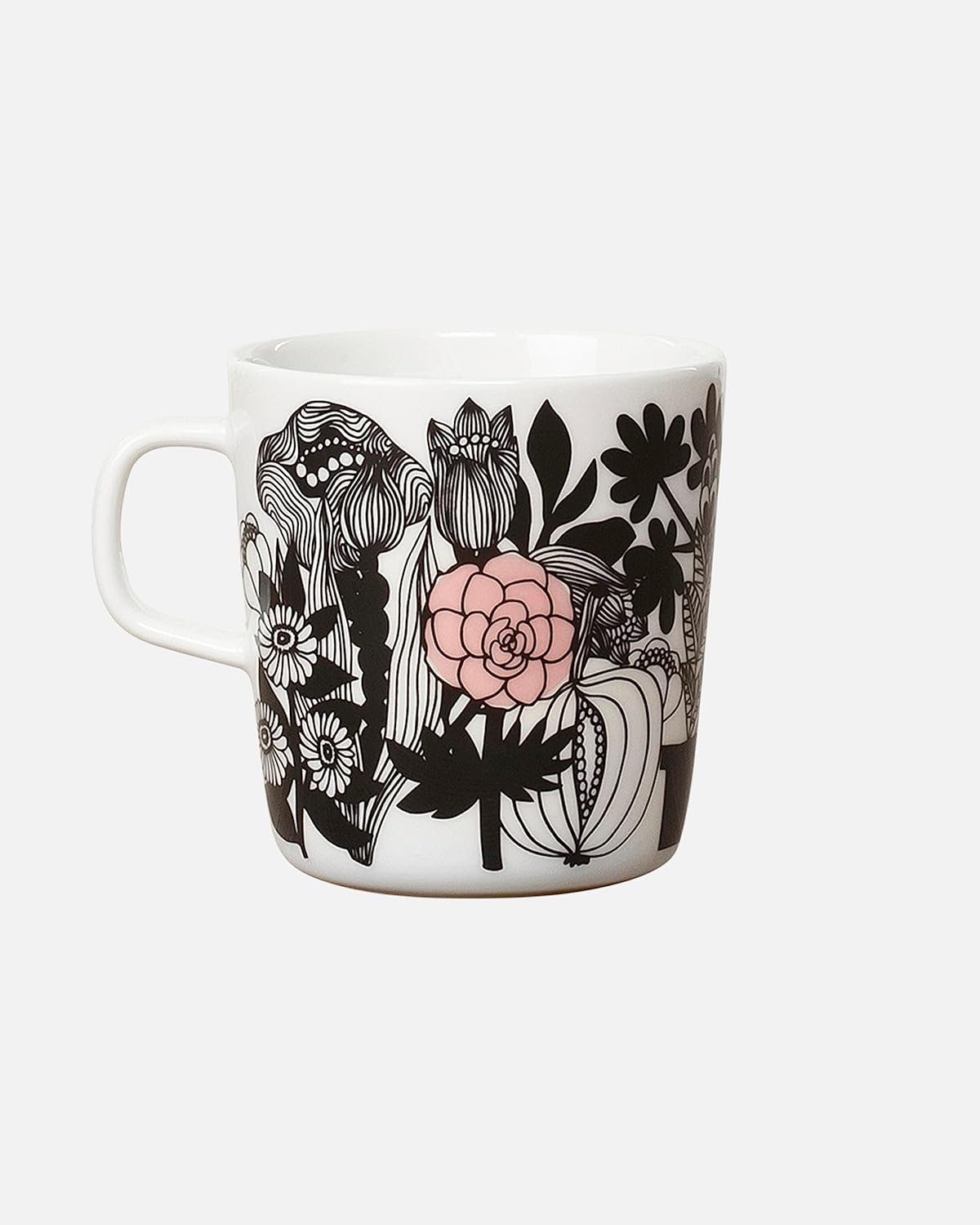 Unikko Oiva Siirtolapuutarha Stoneware Large Flower Mug | Black Garden Print (13.5 fl oz)