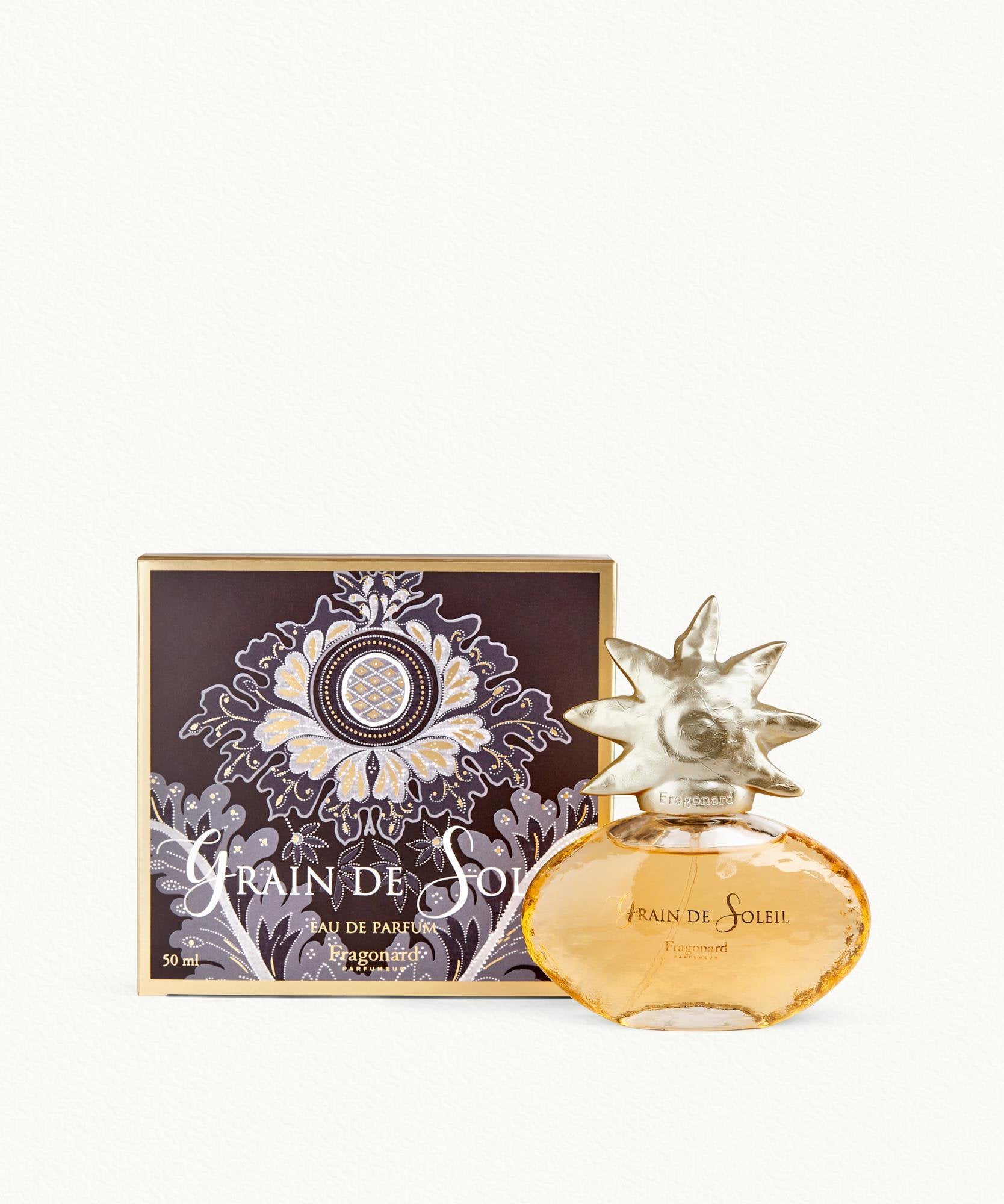 Fragonard Grain de Soleil Eau de Parfum 50ml bottle on white background