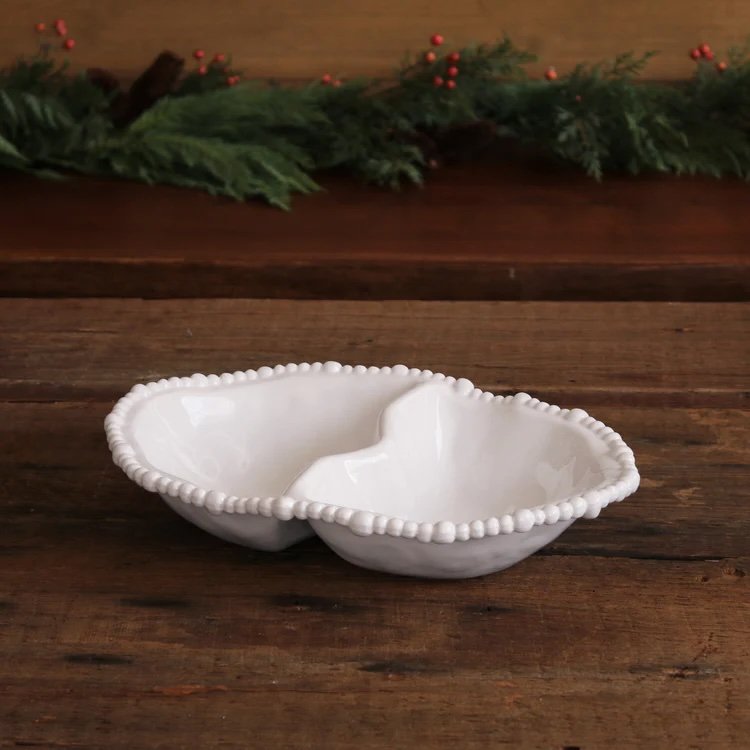 VIDA Alegria Double Dip Platter in White Melamine