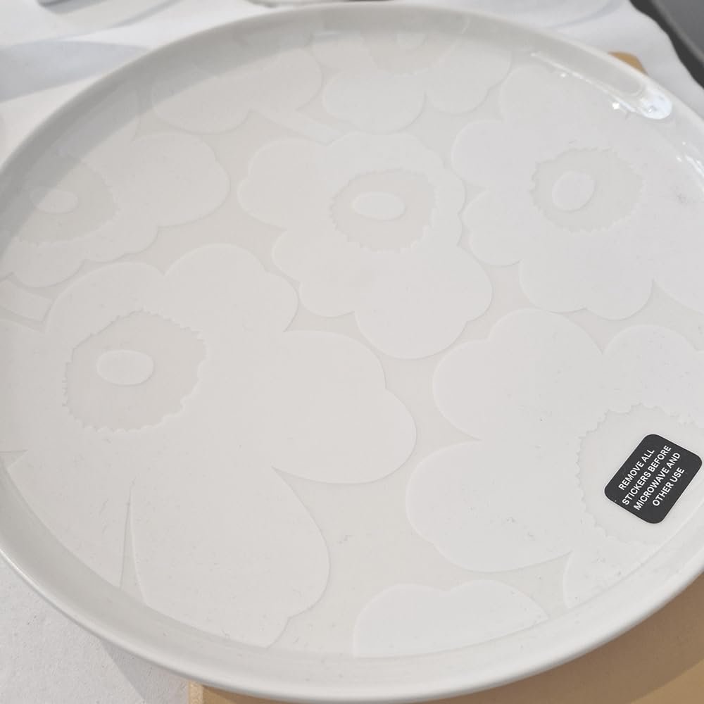 Marimekko Unikko Oiva White Stoneware Dinner Plate