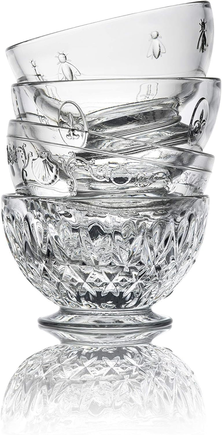 La Rochere Bee Small Bowls Set of 6, Nut, Dessert, Ice Cream Bowls – Dishwasher Safe Small Glass Bowls –Serving Bowls for Entertaining Everyday-Use