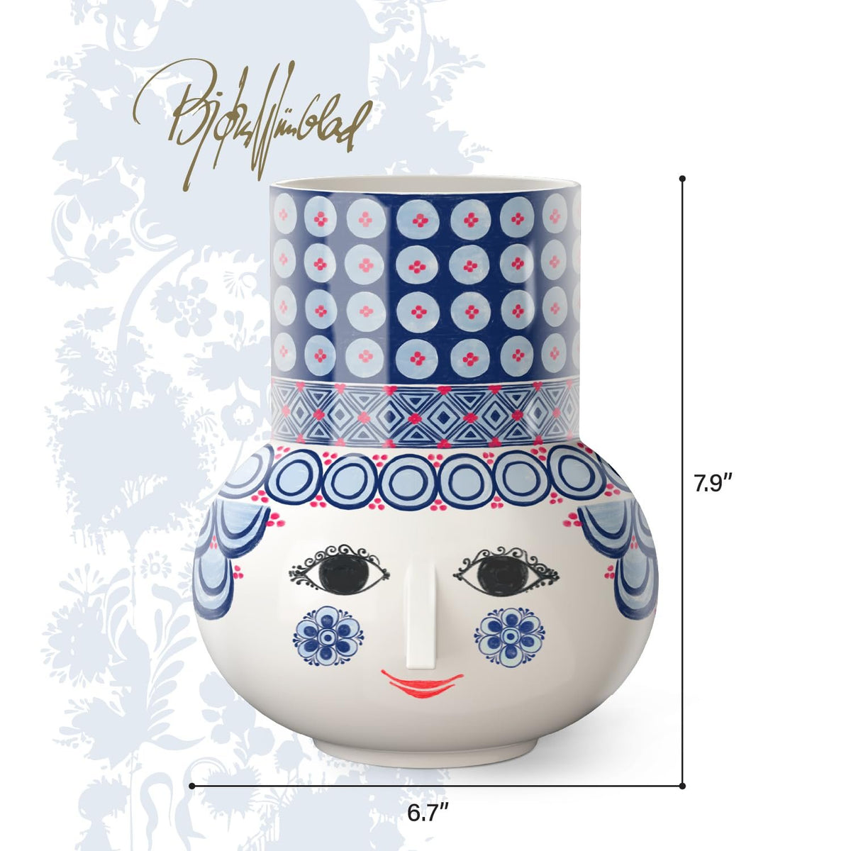 Bjørn Wiinblad Olga Porcelain Vase | Blue