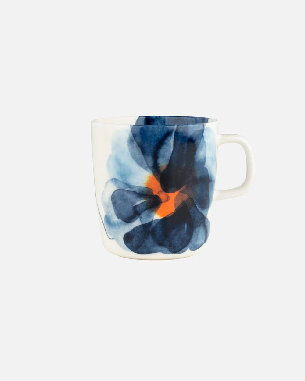Marimekko Oiva Valssi 14oz Large Mug - White Stoneware with Blue Floral Design