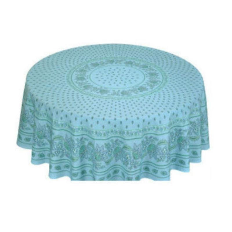 Le Cluny Lisa Turquoise Coated Provencal Tablecloth | Easy-Care Cotton | Multi-Size